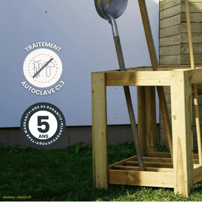 Range outils 16 cases, Rena, 60 x 60 x 75 cm, rangement jardin