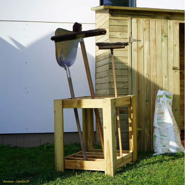 Range-outils 16 cases, Rena, 60 x 60 x 75 cm, rangement jardin