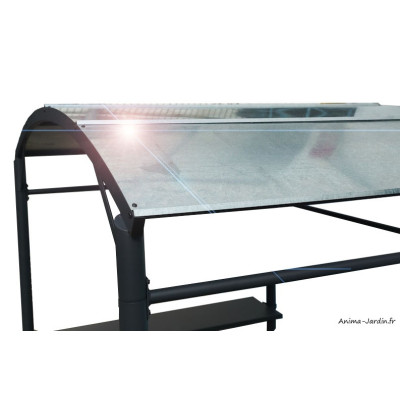 Carport barbecue finition époxy, gris anthracite, toit acier