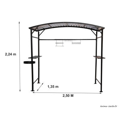 Carport barbecue finition époxy, gris anthracite, toit acier