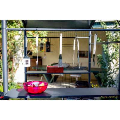 Carport barbecue finition époxy, gris anthracite, toit acier