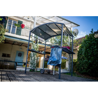 Carport barbecue finition époxy, gris anthracite, toit acier