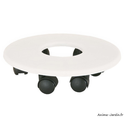 Support à roulettes encastrable, 6 roulettes, pour pot Riviera, blanc, Ø 26,5 cm