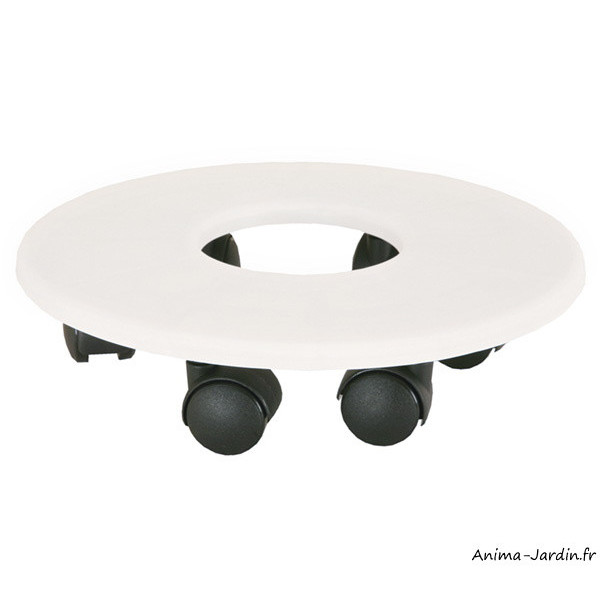 Support à roulettes encastrable, 6 roulettes, pour pot Riviera, blanc, Ø 26,5 cm