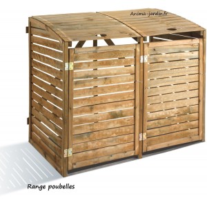 Cache poubelle double en bois, Rangement poubelle, First, achat/vente