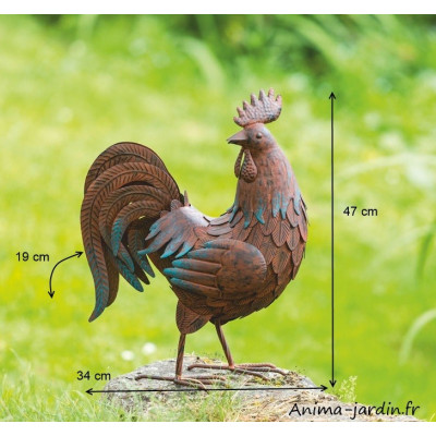 Coq Picoti en métal, Animal décoratif Nortène, extérieur, achat