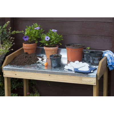 Table de rempotage et semis en bois, dessus en zinc, achat, pas cher