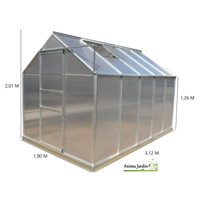 Serre de Jardin en aluminium et polycarbonate, 5.92 m², achat, pas cher