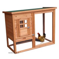 Poulailler 2 poules, volière grillagée, bois teinté, pas cher, achat