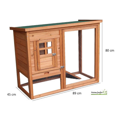 Poulailler 2 poules, volière grillagée, bois teinté, pas cher, achat