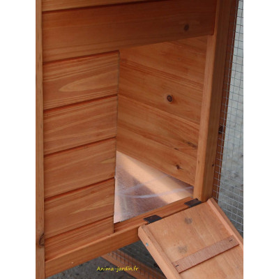Poulailler 2 poules, volière grillagée, bois teinté, pas cher, achat