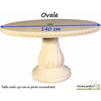 Table en pierre reconstituée, ovale 140 cm, Grandon, achat/vente 