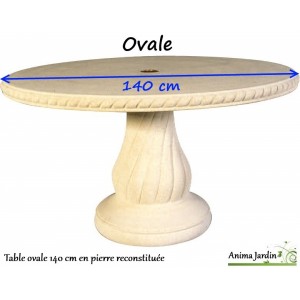 Table en pierre reconstituée, ovale 140  cm, Grandon, achat/vente  