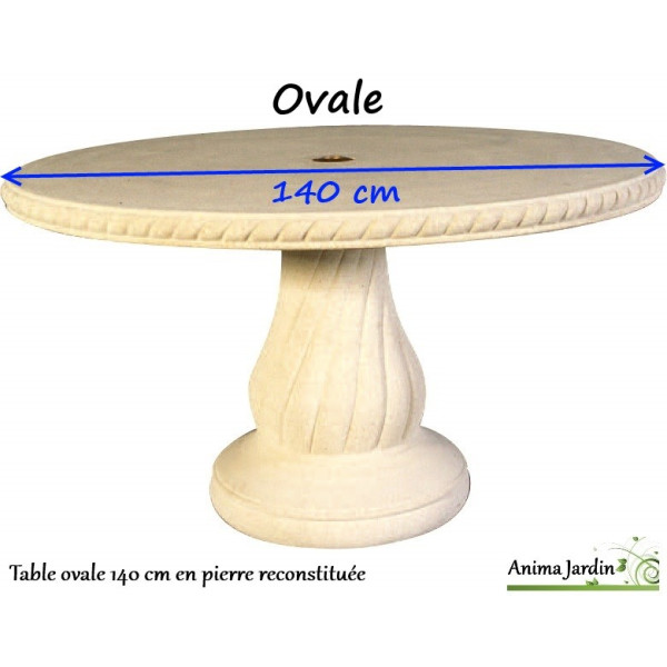 Table en pierre reconstituée, ovale 140  cm, Grandon, achat/vente