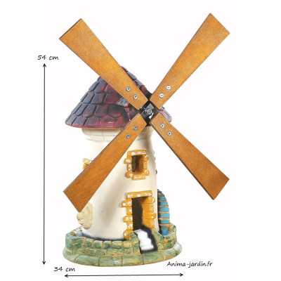 Moulin avec roue, Tuile, décoration de jardin, 54 cm, achat pas cher