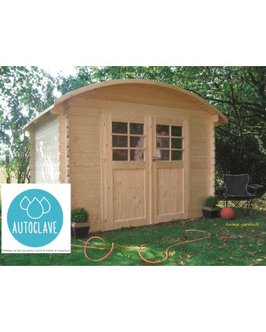Abri de jardin en bois autoclave, Dainville, toit arrondi, 5,88m², Solid