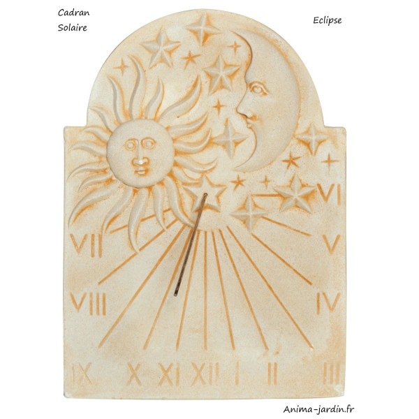 Cadran solaire de Jardin, Eclipse, horloge solaire en pierre, Gnomon