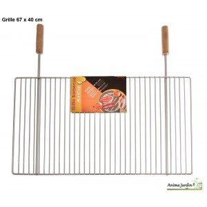 Grande grille barbecue 67 x 40 cm, grille simple de cuisson en métal inox