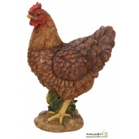 Poule Marron en résine, 23cm, déco jardin, animal basse cour, Riviera