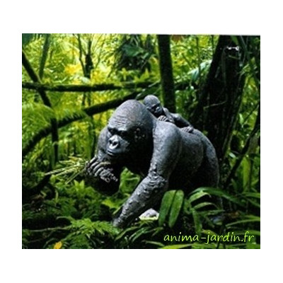 Gorille femelle en résine avec bébé, 114cm, animal sauvage, jungle