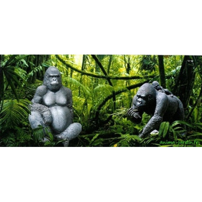 Gorille femelle en résine avec bébé, 114cm, animal sauvage, jungle