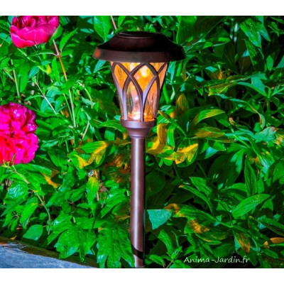 Borne solaire Leds, EDEN, balise à planter, design esprit lanterne romantique, pas cher