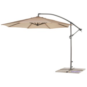 Parasol centre déporté Viena 3 mètres, désign, Toile beige, Aluminium, pas cher