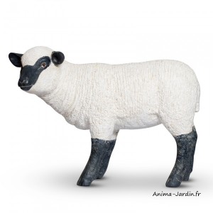 Agneau debout en résine, petit mouton tête haute, animal de la ferme