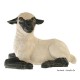 Agneau couché en fibre de verre, petit mouton tête noire, animal de la ferme