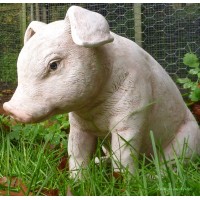 Cochon assis en fibre de verre, 37 cm, animal de la ferme, achat/vente, porc , petit cochon