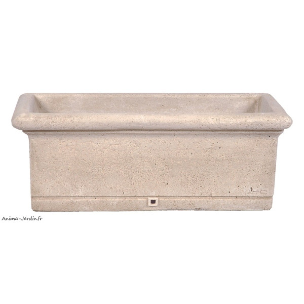 Jardinière longue lisse 90 cm en pierre reconstituée, forme ancienne, bac  Vieille Jarre