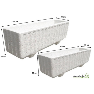 Jardinière blanche BOGART en Marbre reconstitué, 80 cm à 1 m grainé, gros volume, achat, jardin