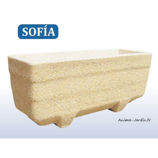 Jardinière, Balconnière SOFIA en marbre grainé ocre, poterie de jardin