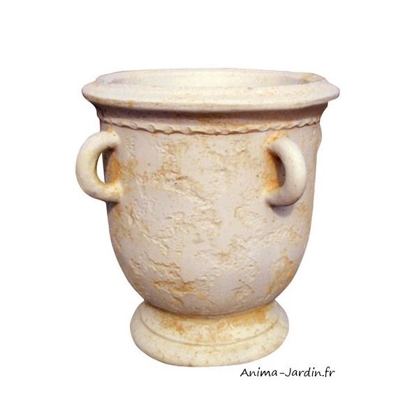 Pot Ancien en pierre avec Anse, ocre, ton vieilli, jarre, bac fleurs, achat/vente