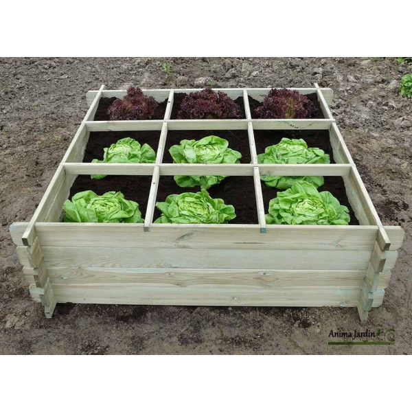 Carré potager Bois autoclave, 9 cases, carré de jardin, solid, pas cher