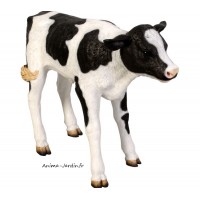 Veau debout 88 cm en résine, blanc-noir, achat, animal de la ferme