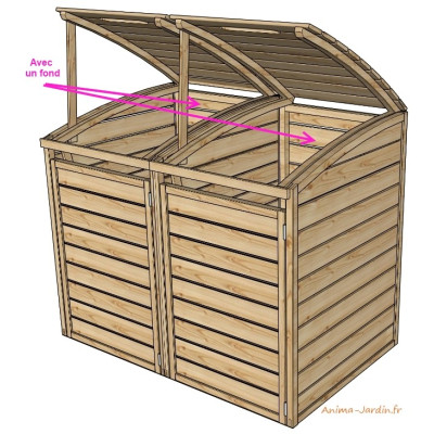 Coffre en bois pour 2 poubelles, cache poubelles double, bois autoclave, solid, achat