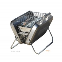 BARBECUE CHARBON de bois valise en métal inox, pliable, transportable, achat