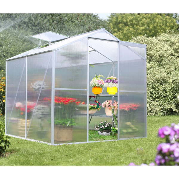 Serre de Jardin en polycarbonate, aluminium, 2,39m²,  Habrita, pas cher