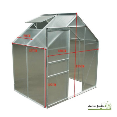 Serre de Jardin en polycarbonate, aluminium, 2,39m²,  Habrita, pas cher