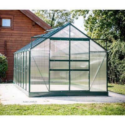 Serre de Jardin en polycarbonate, aluminium vert, 10,37m²,  Habrita, pas cher