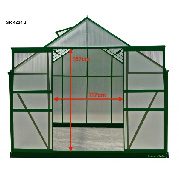 Serre de Jardin en polycarbonate, aluminium vert, 10,37m², Habrita, pas cher