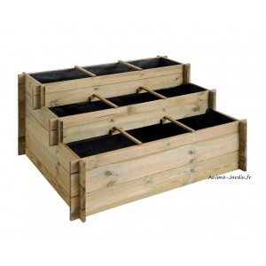 Carré potager 3 hauteurs traité autoclave, 9 cases, carré de jardin, Burger, pas cher