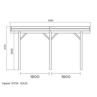 Carport bois autoclave, 6x5m, abri pour 2 voitures, Solid,  pas cher, S7724