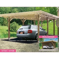 Carport bois autoclave, 6x5m, abri pour 2 voitures, Solid, pas cher, S7724