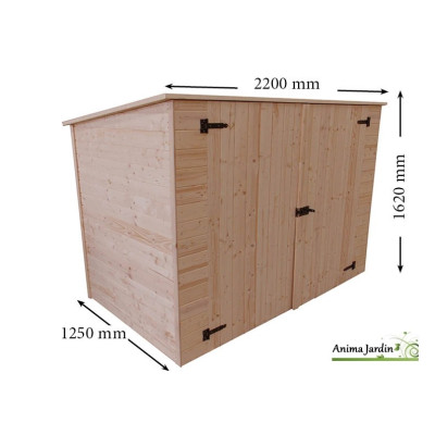 Abri mural en bois, range vélo, scooter, moto, grand volume, foresta