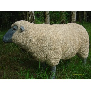 Mouton debout en résine beige, Brebis tête noire haute, animal de la ferme,  Jardin, achat