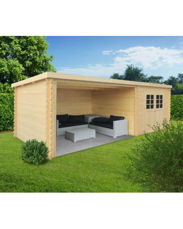 Abri de jardin en bois , ROHAN, toit plat, emboitable, 2 portes, solid, pas cher