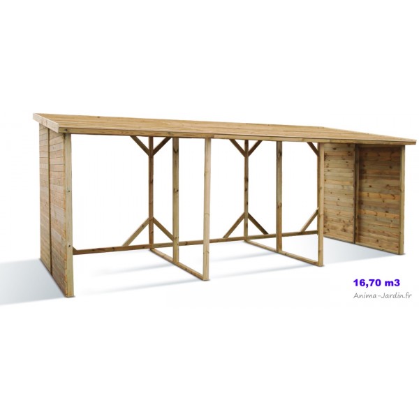 SOLID Abri de jardin bois - Avec abri-bûche de 50cm - 10m² pas