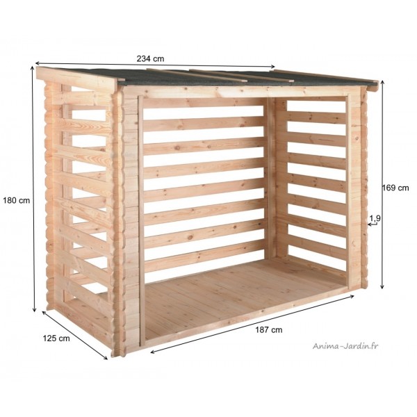 Abri bûches en bois avec plancher, 3,5 stères, rangement bûcher, achat